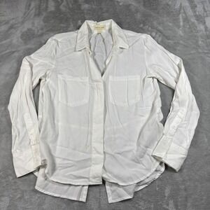 Cloth Stone Shirt Womens Small White Tencel Button Up Split Back Long‎ Sleeve